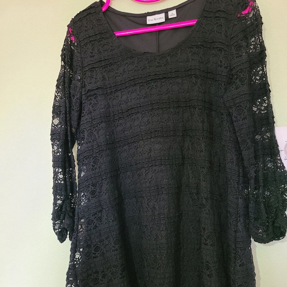 Women's black lace Kim Rogers Top Size Small
